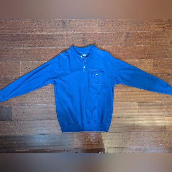 Duluth Trading Co Men size medium Long Sleeve Polo Shirt Royal Blue Reinforce - Picture 6 of 15